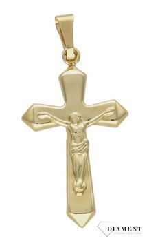 Złota zawieszka krzyżyk ze złotym wizerunkiem Chrystusa ZA 5858 375df.jpg